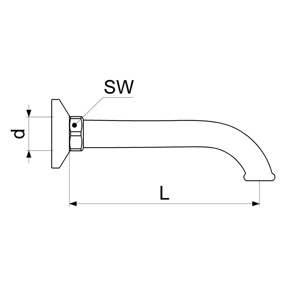 Schlösser Auslaufbogen mit 3/4" AG und Rosette 150mm, verchromt poliert... SCHLOESSER-0082122050001 4044997201961 (Abb. 2)