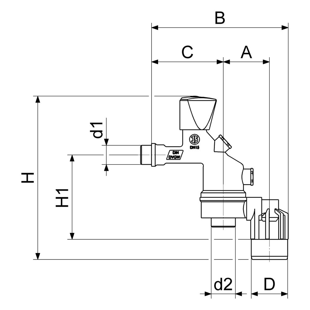 Schlösser Auslaufventil mit Systemtrenner BA4, Ablauftrichter und Dreikantgri... SCHLOESSER-0082601550001 4044997204979 (Abb. 2)
