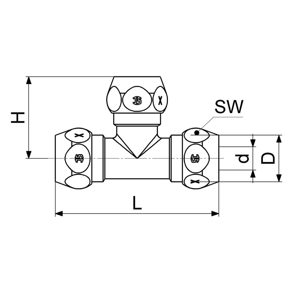 Schlösser T-Stück mit drei Quetschverschraubungen, DN 8, 3/8" x 8mm, verchrom... SCHLOESSER-0083811008001 4044997248089 (Abb. 2)