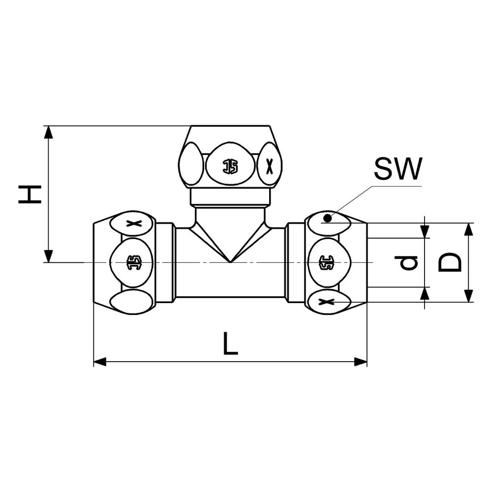 Schlösser T-Stück mit drei Quetschverschraubungen, DN 10, 3/8" x 10mm, verchr... SCHLOESSER-0083811010001 4044997248096 (Abb. 2)
