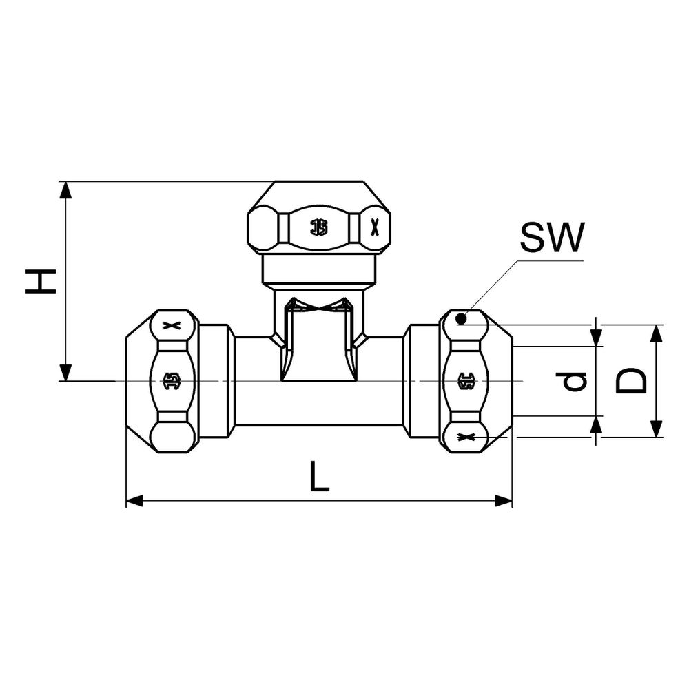 Schlösser T-Stück mit drei Quetschverschraubungen, DN 12, 1/2" x 12mm, verchr... SCHLOESSER-0083811512001 4044997249314 (Abb. 2)