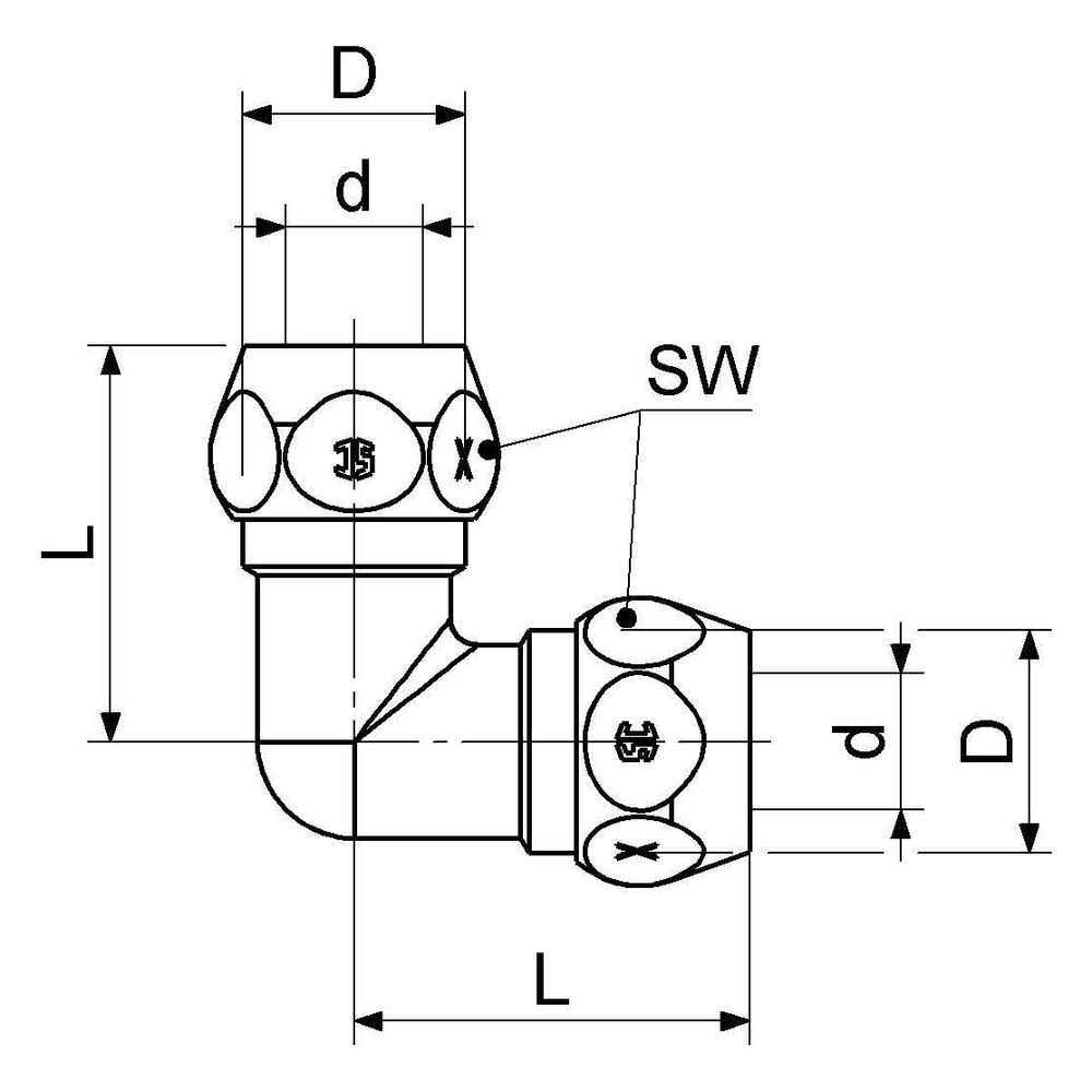 Schlösser Winkel mit 2 Quetschverschraubungen, DN 10, 3/8" x 10mm, verchromt,... SCHLOESSER-0083931050001 4044997248188 (Abb. 2)