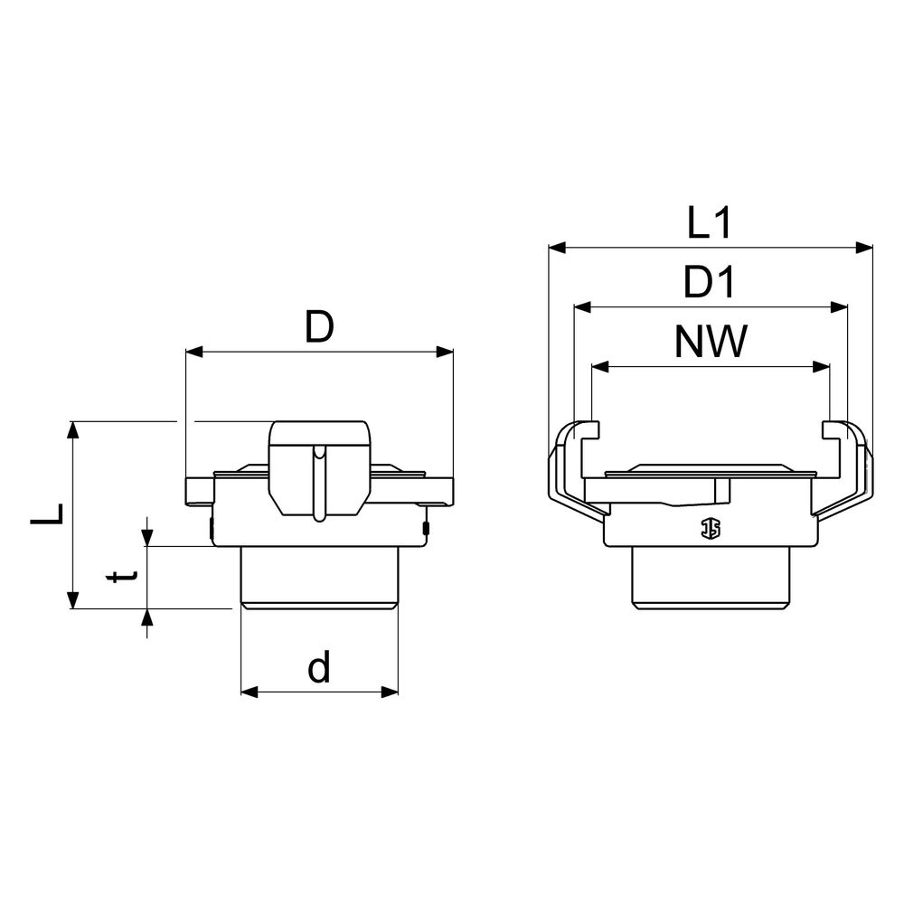 Schlösser Schnellkupplung mit Außengewinde, DN 20, 3/4", KTW und W270, Messin... SCHLOESSER-GA33272000001 4044997223284 (Abb. 2)