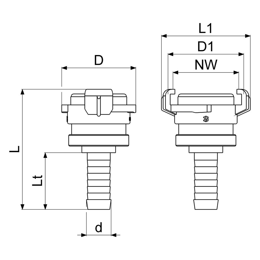 Schlösser Schnellkupplung mit Kontermutter, DN 15, 1/2", KTW und W270, Messin... SCHLOESSER-GA33471000001 4044997250433 (Abb. 2)