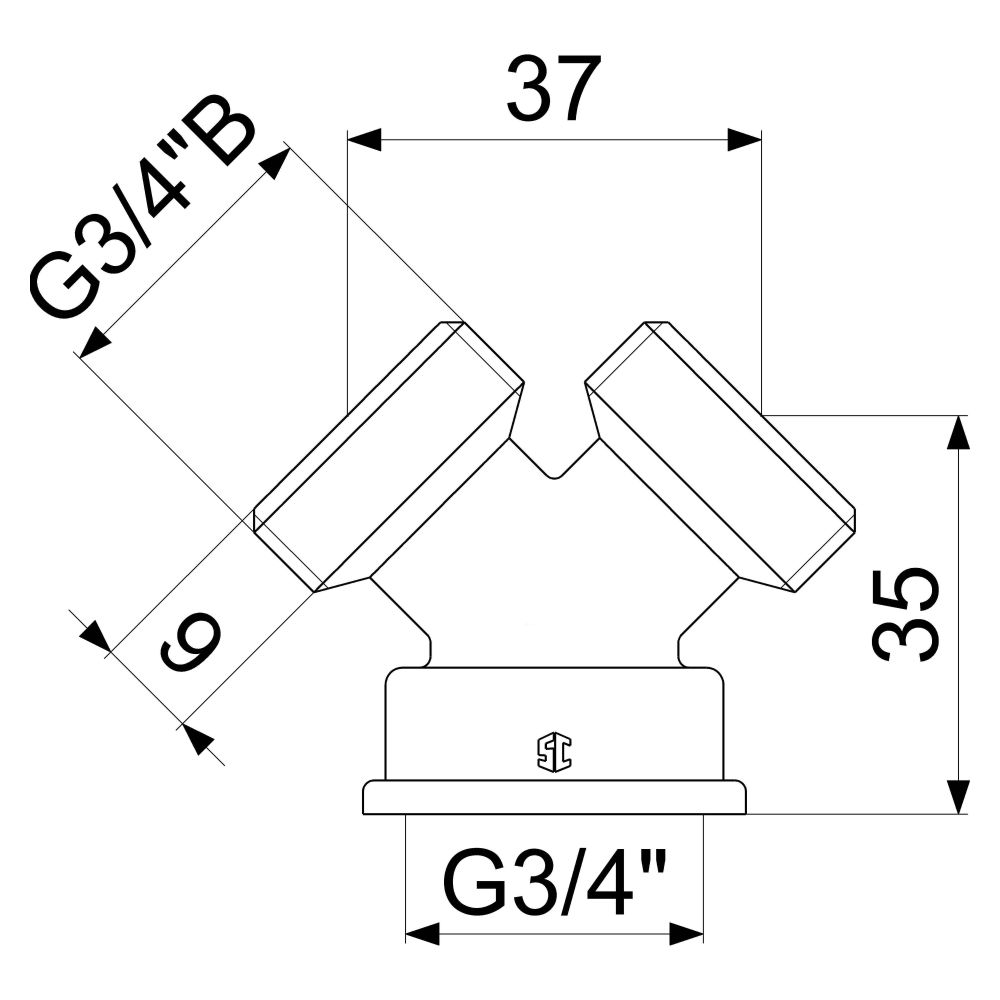 Schlösser Y-Verteilerstück, DN 20, 2x Außengewinde, 1x Innengewinde, 3/4", Me... SCHLOESSER-GA34992000001 4044997163993 (Abb. 2)