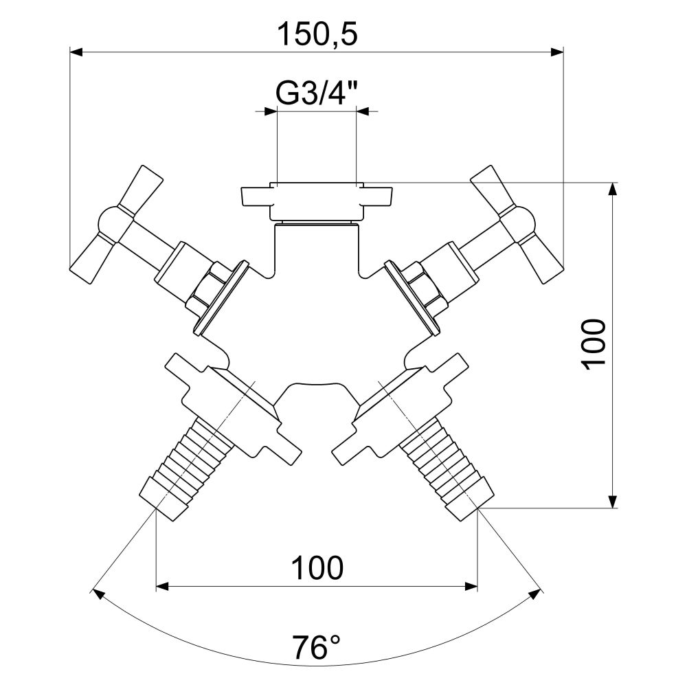 Schlösser 2-Wege-Hahn mit Schlauchverschraubung, einzeln absperrbar, DN 20, 3... SCHLOESSER-GA34994000001 4044997164013 (Abb. 2)