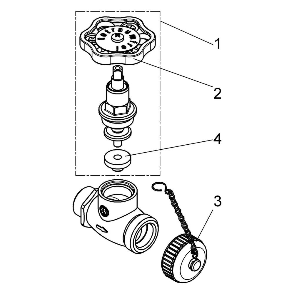 Schlösser Kesselentleerventil, DN 15, Eingang mit 1/2" AG, Ausgang 3/4" mit K... SCHLOESSER-0011361500001 4044997111024 (Abb. 3)