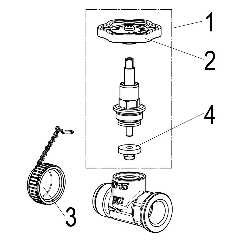 Schlösser Kesselfüllventil, DN 15, Eingang mit Kappe und Kette 3/4", Ausgang ... SCHLOESSER-0011551500001 4044997111116 (Abb. 3)
