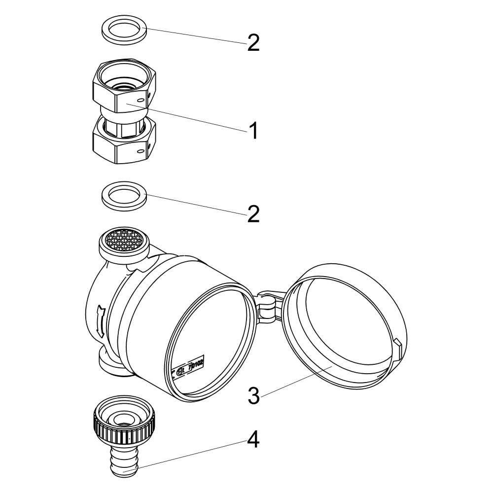 Schlösser Zapfhahnzähler Bauart ZAK mit Haube, bis 30 Grad C, Q3 2,5m3/h, Ein... SCHLOESSER-00115T0804001 4044997221280 (Abb. 3)