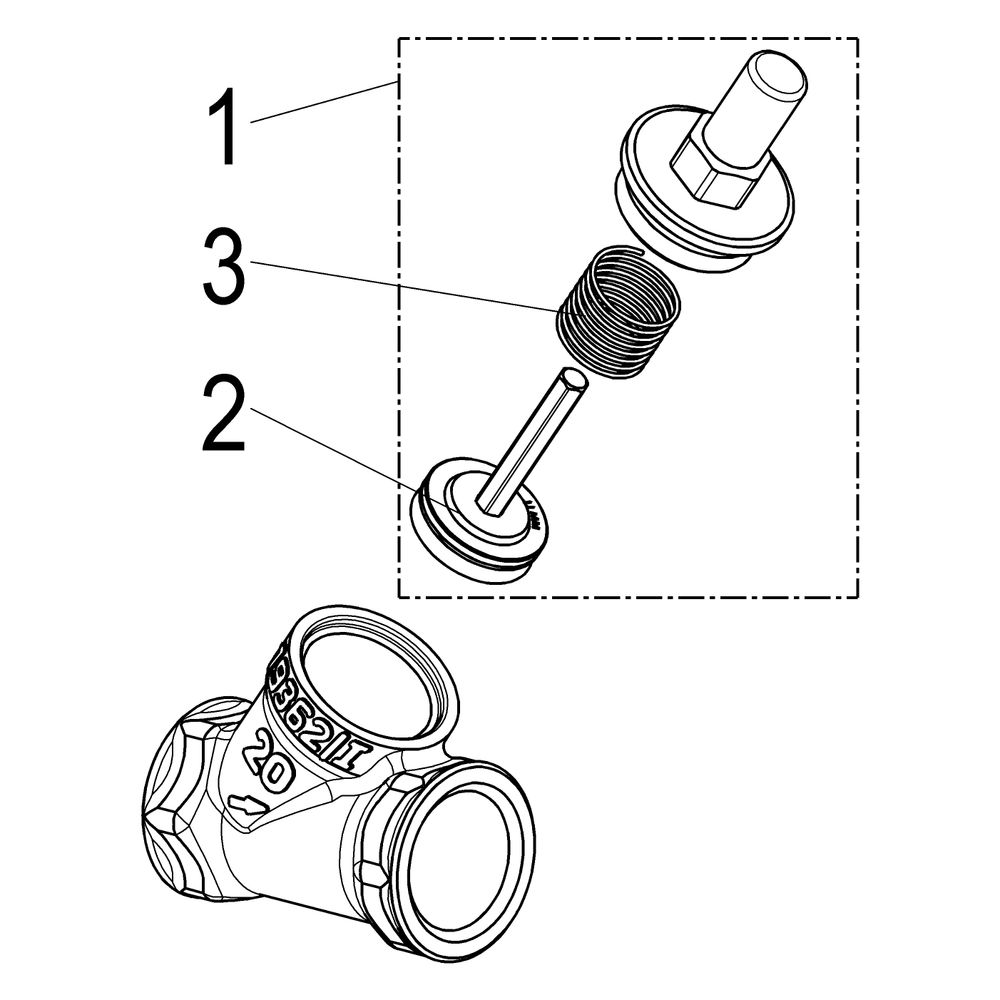 Schlösser Rückschlagventil mit Schrägsitz und Muffenanschluss, DN 20, 3/4" IG... SCHLOESSER-0012102000001 4044997170496 (Abb. 3)