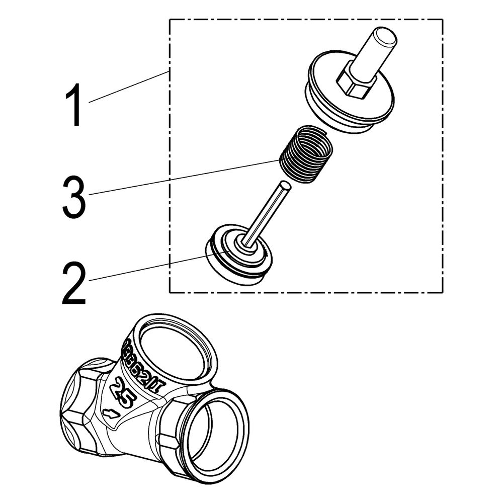 Schlösser Rückschlagventil mit Schrägsitz und Muffenanschluss, DN 25, 1" IG... SCHLOESSER-0012102500001 4044997170502 (Abb. 3)