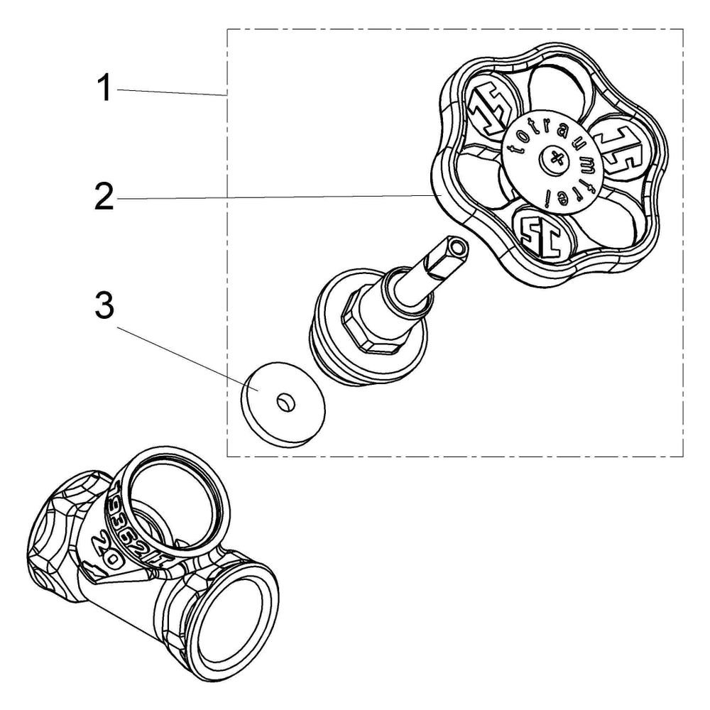 Schlösser Schrägsitzventil ohne Entleerung, mit steigender Spindel, DN 20, 3/... SCHLOESSER-0014052000001 4044997111550 (Abb. 3)