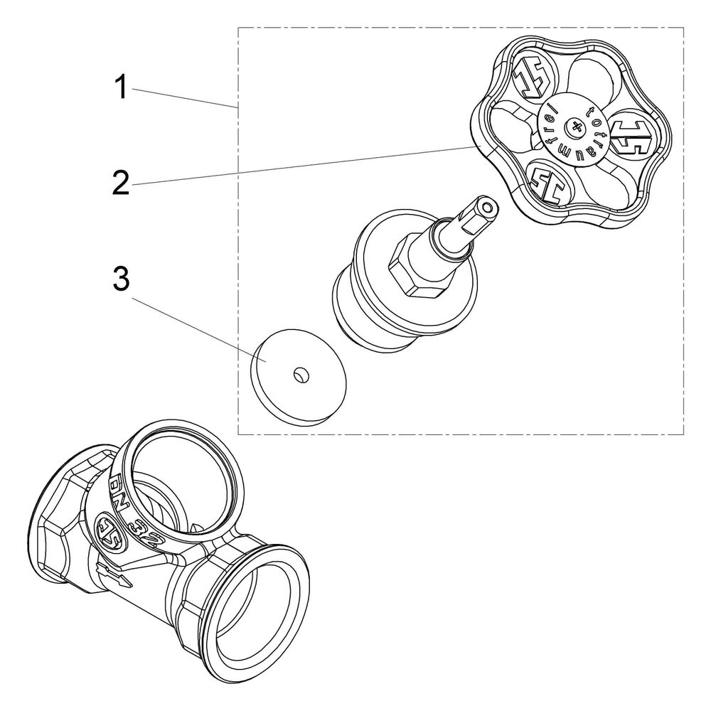 Schlösser Schrägsitzventil ohne Entleerung, mit steigender Spindel, DN 32, 1 ... SCHLOESSER-0014053200001 4044997111642 (Abb. 4)