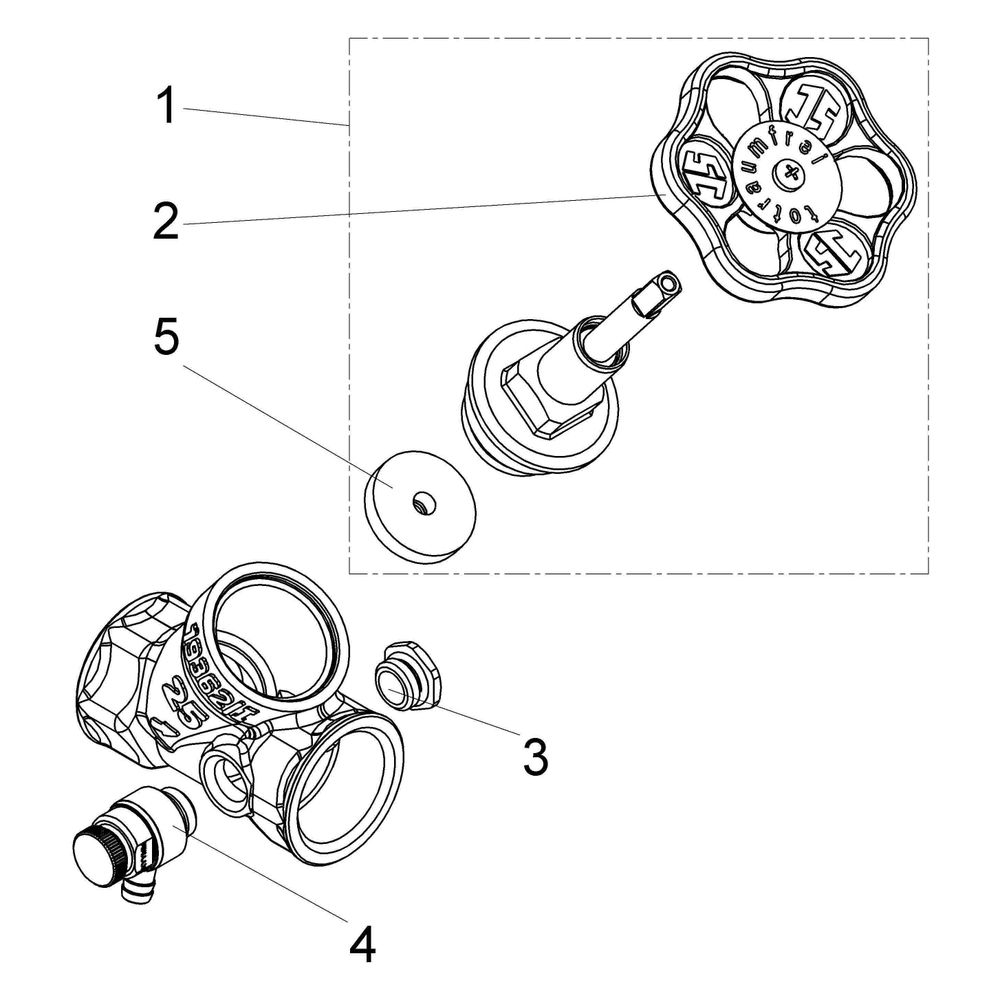 Schlösser Schrägsitzventil mit Entleerung und steigender Spindel, DN 25, 1" I... SCHLOESSER-0014102500001 4044997111970 (Abb. 3)