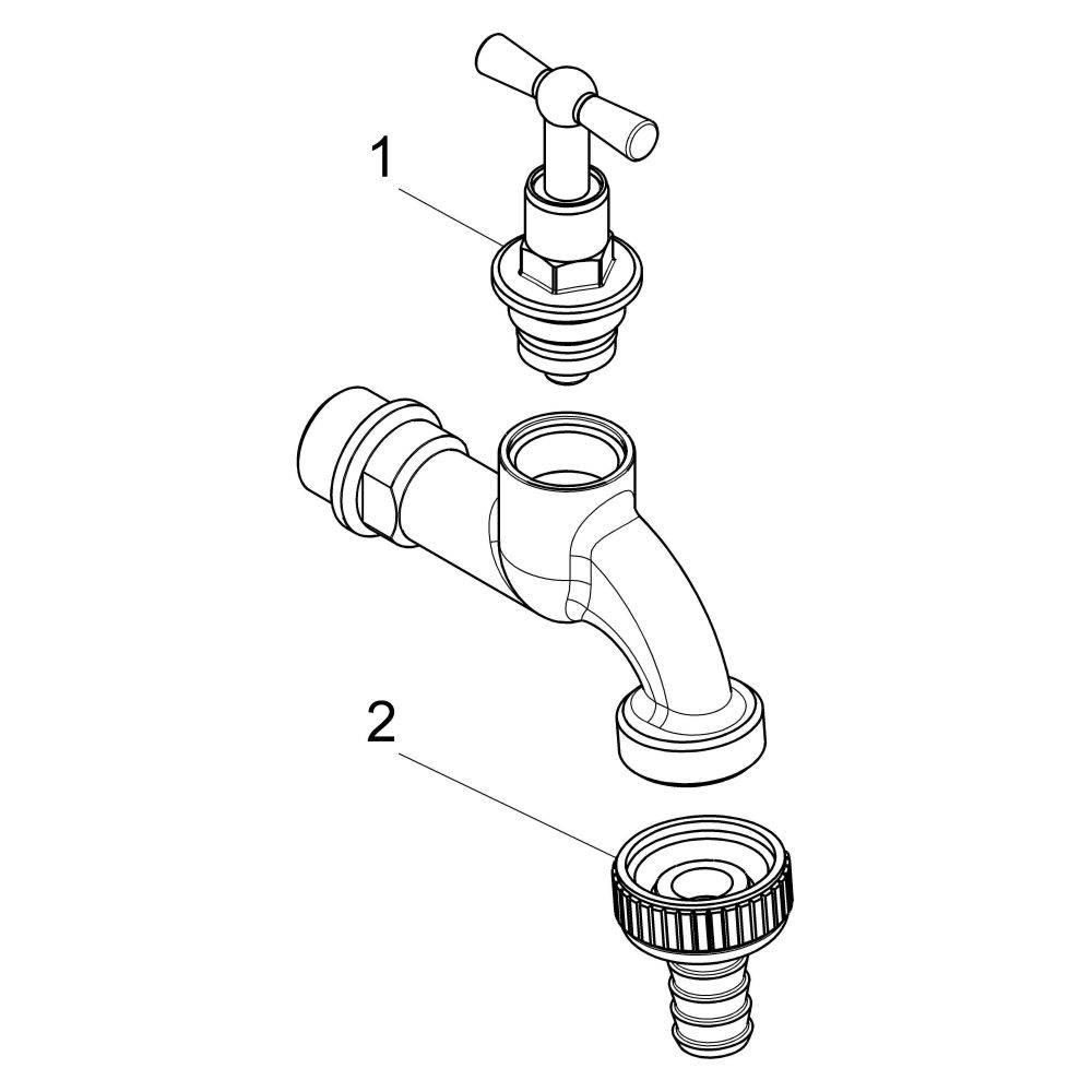 Schlösser Auslaufventil mit Metall-Schlauchverschraubung und Knebel-Oberteil,... SCHLOESSER-0017282020001 4044997119235 (Abb. 3)