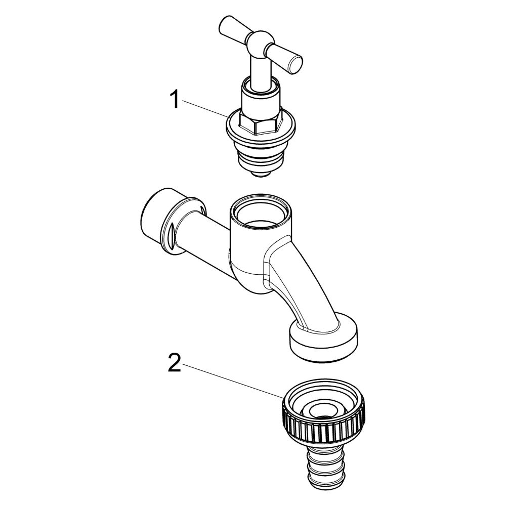 Schlösser Auslaufventil mit Schlauchverschraubung und Knebel-Oberteil, 3/4", ... SCHLOESSER-0017302000001 4044997119440 (Abb. 3)