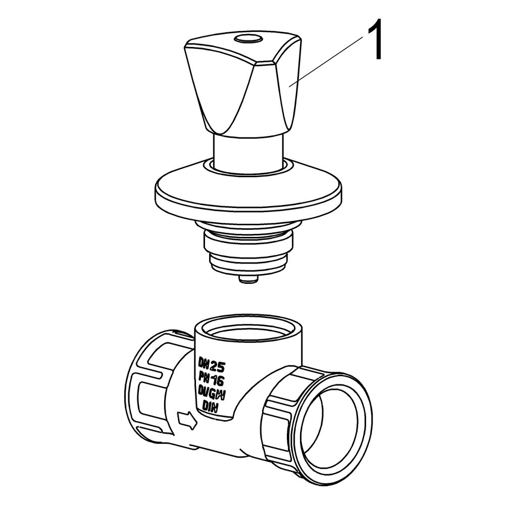 Schlösser Unterputzventil mit Dreikanthaubengriff, DN 25, 1" IG, Messing... SCHLOESSER-0017902500001 4044997121337 (Abb. 3)