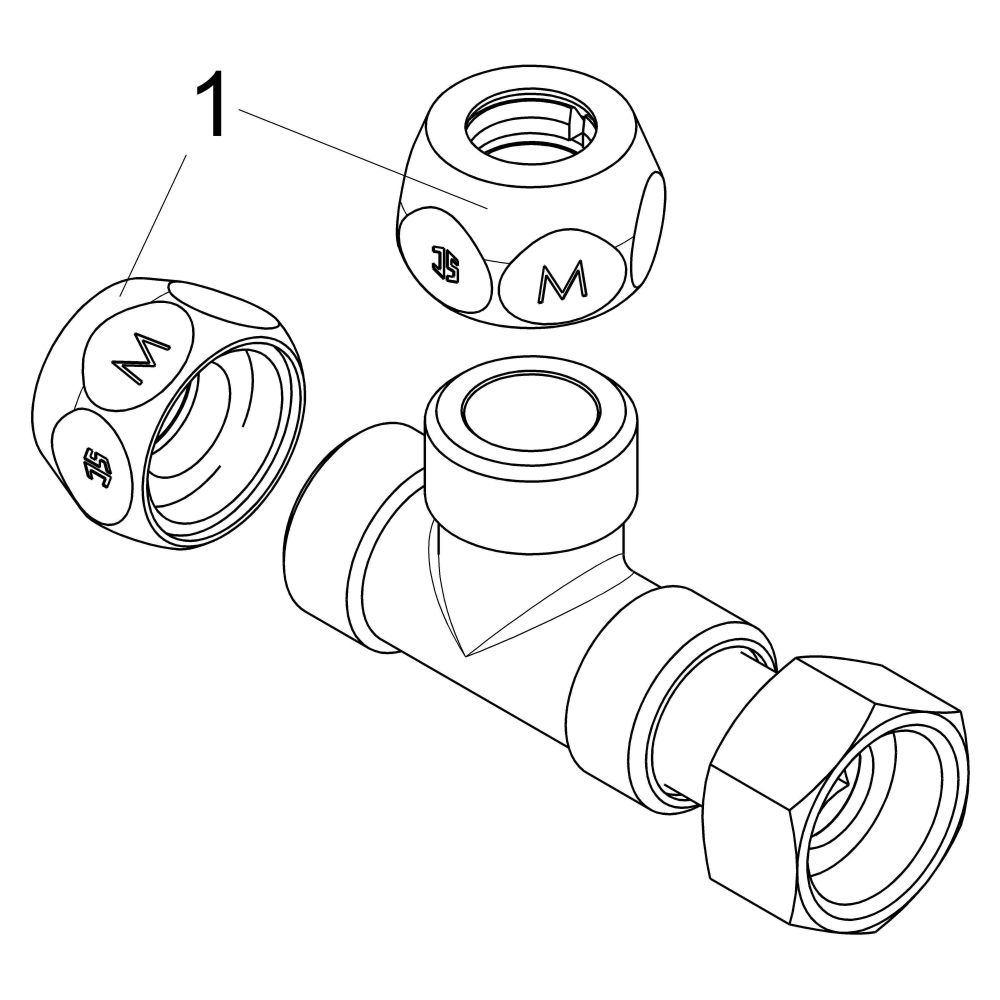 Schlösser T-Stück mit zwei Quetschverschraubungen und Überwurfmutter, DN 10, ... SCHLOESSER-0018891050001 4044997131428 (Abb. 3)