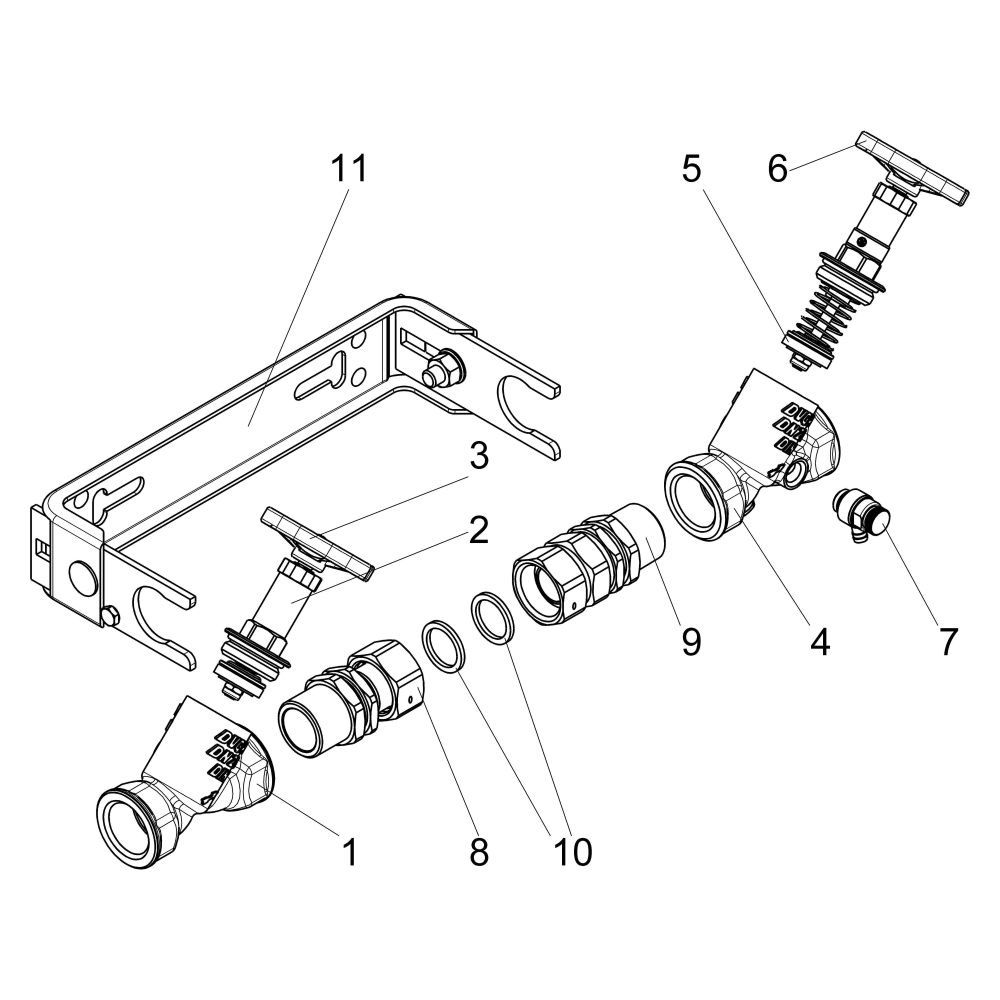 Schlösser Wasserzähler-Einbaugarnitur waagerecht, Dauerdurchfluss Q3 4m3/h, 1... SCHLOESSER-0022102500001 4044997133583 (Abb. 3)