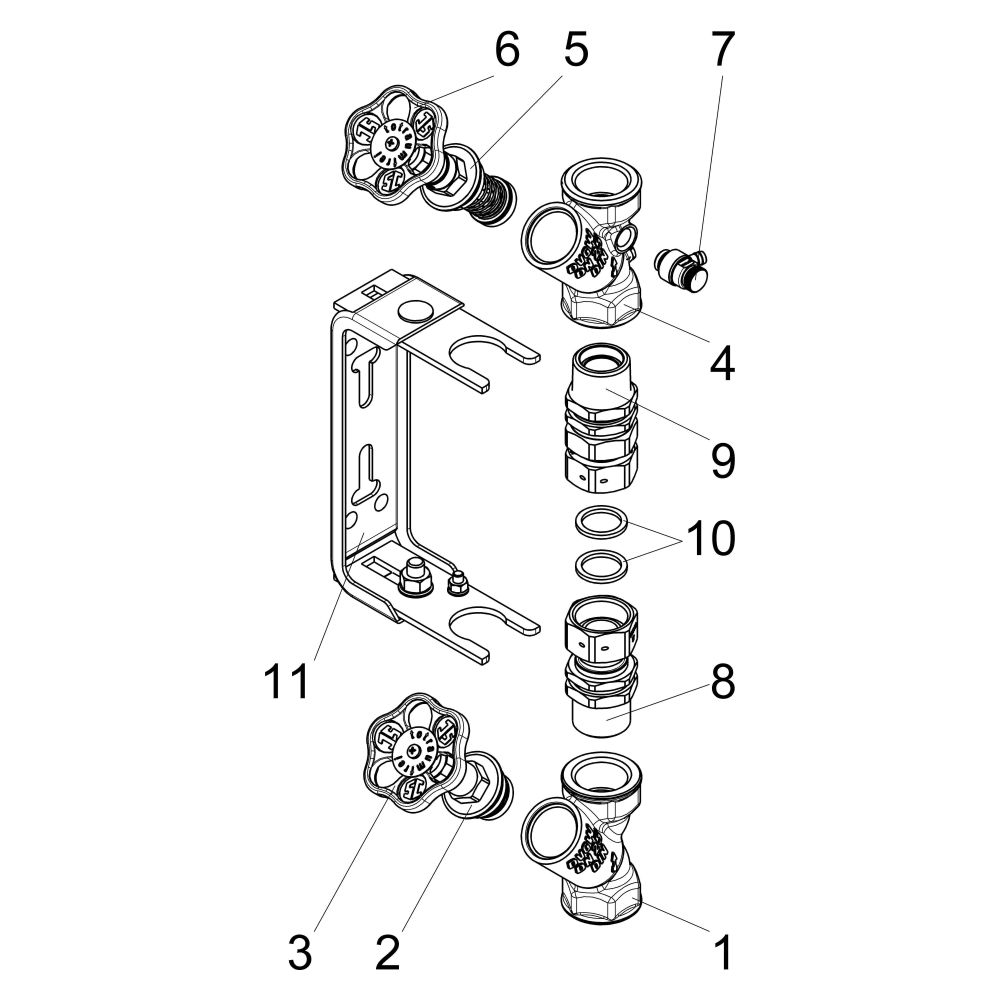 Schlösser Wasserzähler-Einbaugarnitur mit Steigrohr, starr, Q3 4m3/h, 1 1/4" ... SCHLOESSER-0022253000001 4044997175026 (Abb. 3)