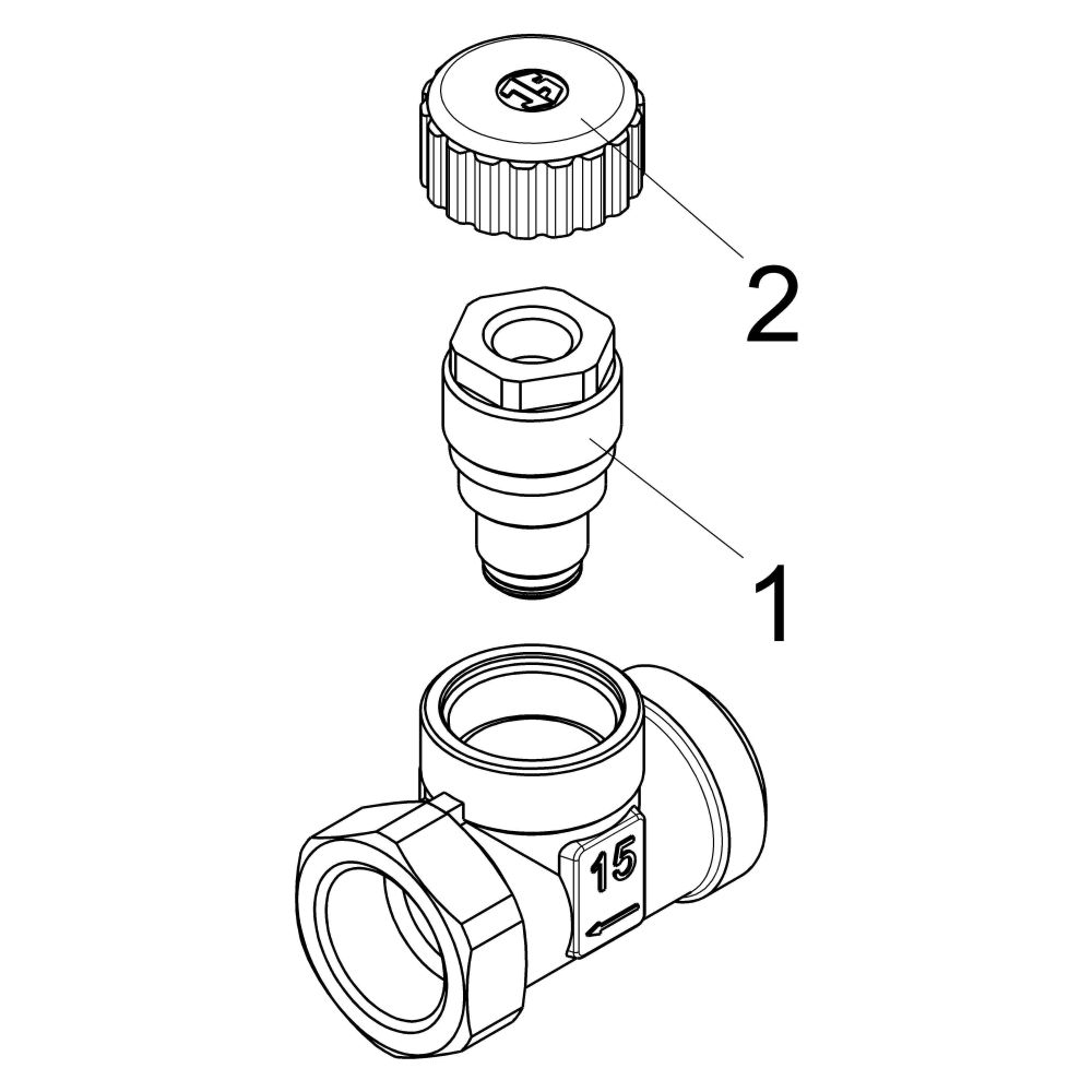 Schlösser Rücklaufverschraubung DN 15, Eingang 3/4" x Ausgang Außengewinde 1/... SCHLOESSER-0039501500018 4044997139356 (Abb. 3)