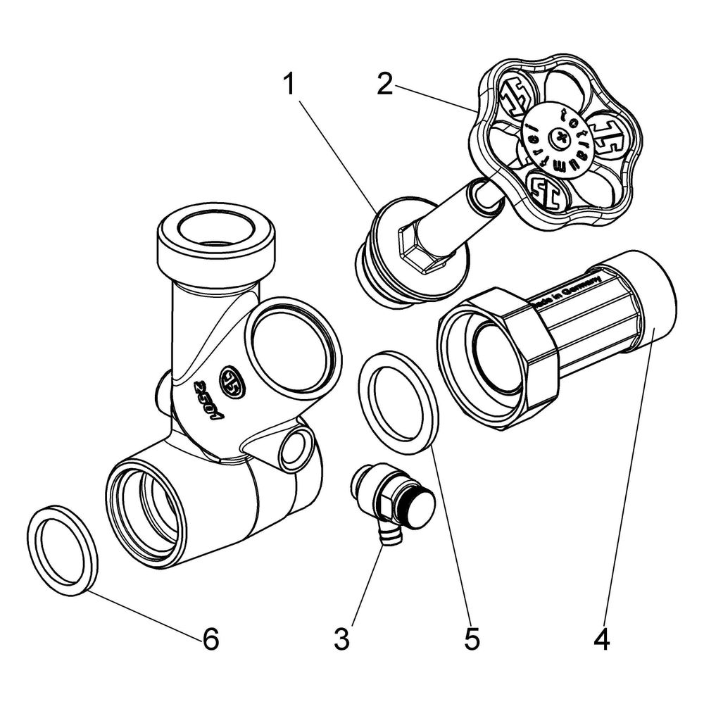 Schlösser Abzweig-T-Ventil, Freistromventil mit steigender Spindel, DN 20, Ei... SCHLOESSER-0075002002001 4044997161197 (Abb. 4)