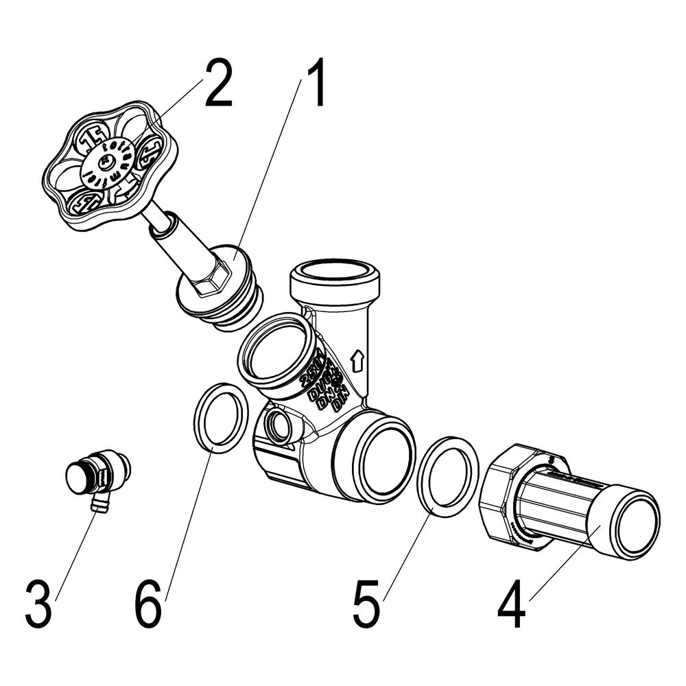 Schlösser Abzweig-T-Ventil, Freistromventil mit steigender Spindel, DN 25, Ei... SCHLOESSER-0075002501001 4044997146293 (Abb. 3)