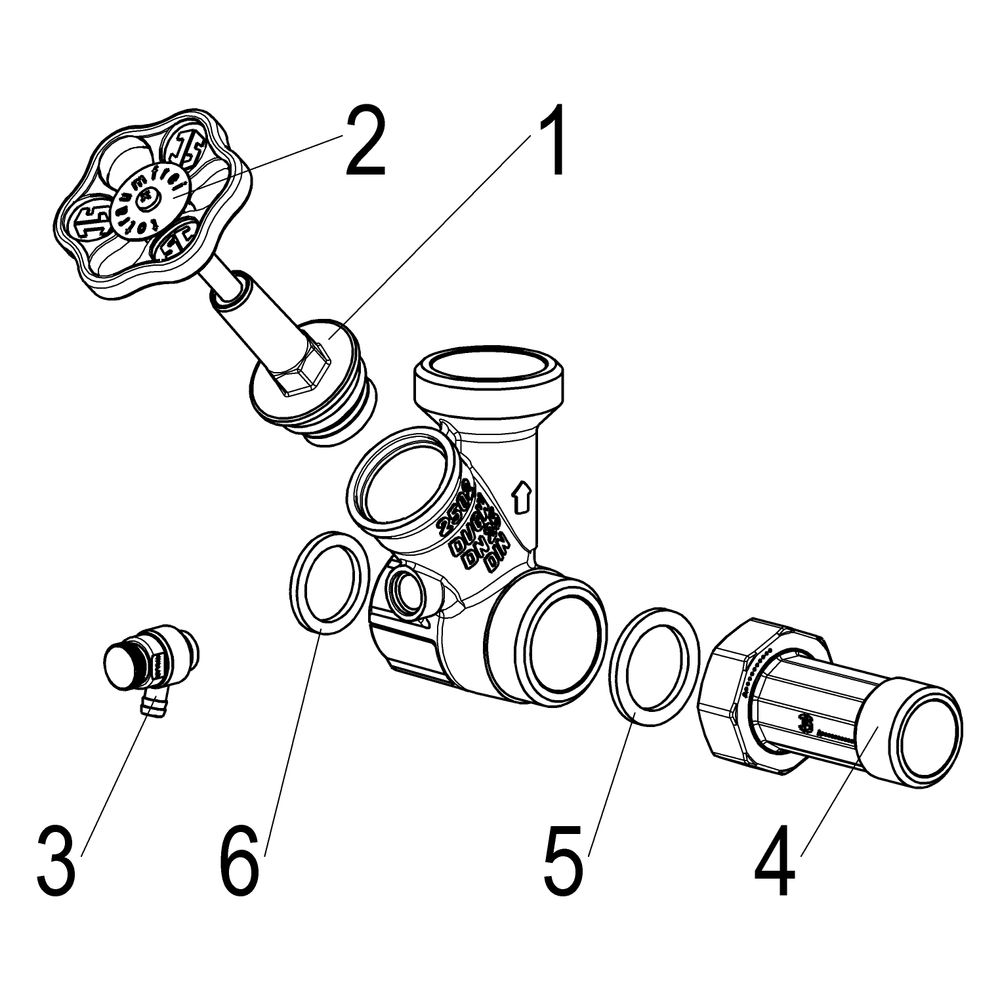 Schlösser Abzweig-T-Ventil, Freistromventil mit steigender Spindel, DN 25, Ei... SCHLOESSER-0075002502001 4044997146316 (Abb. 3)