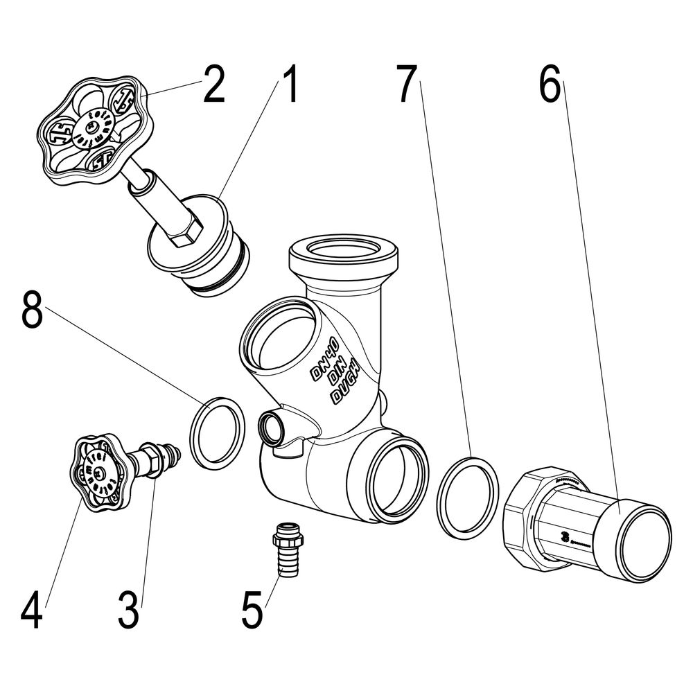 Schlösser Abzweig-T-Ventil, Freistromventil mit steigender Spindel, DN 40, Ei... SCHLOESSER-0075004002001 4044997146453 (Abb. 4)