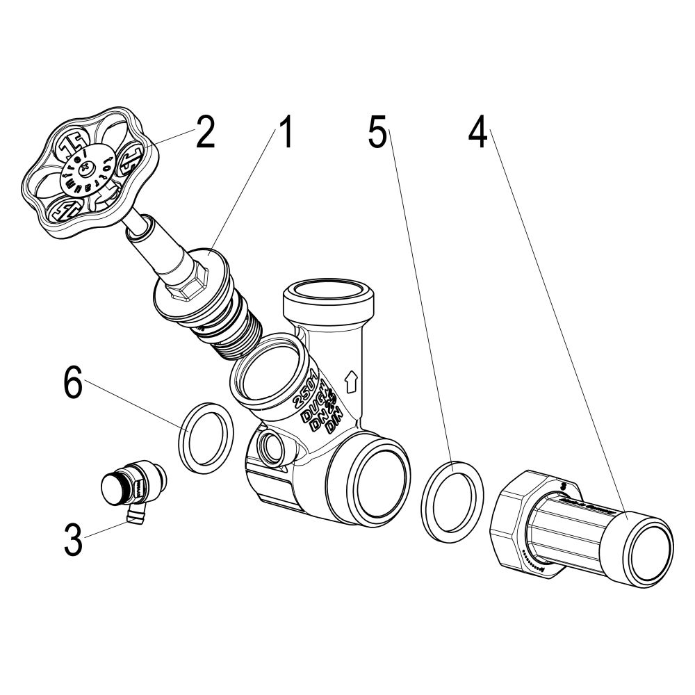 Schlösser Abzweig-T-Ventil, KFR-Ventil mit steigender Spindel, DN 25, Eingang... SCHLOESSER-0076002501001 4044997161340 (Abb. 3)