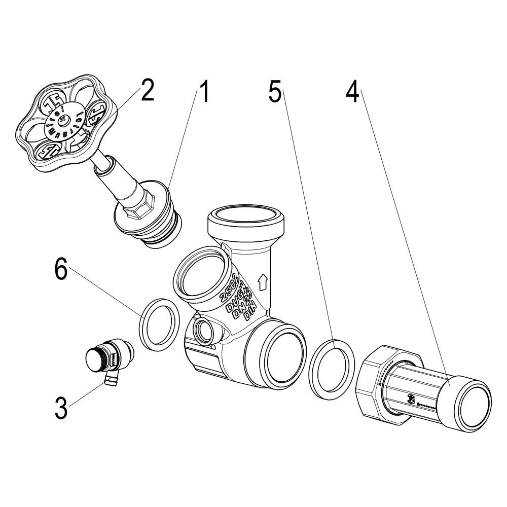 Schlösser Abzweig-T-Ventil, KFR-Ventil mit steigender Spindel, DN 25, Eingang... SCHLOESSER-0076002502001 4044997146712 (Abb. 4)