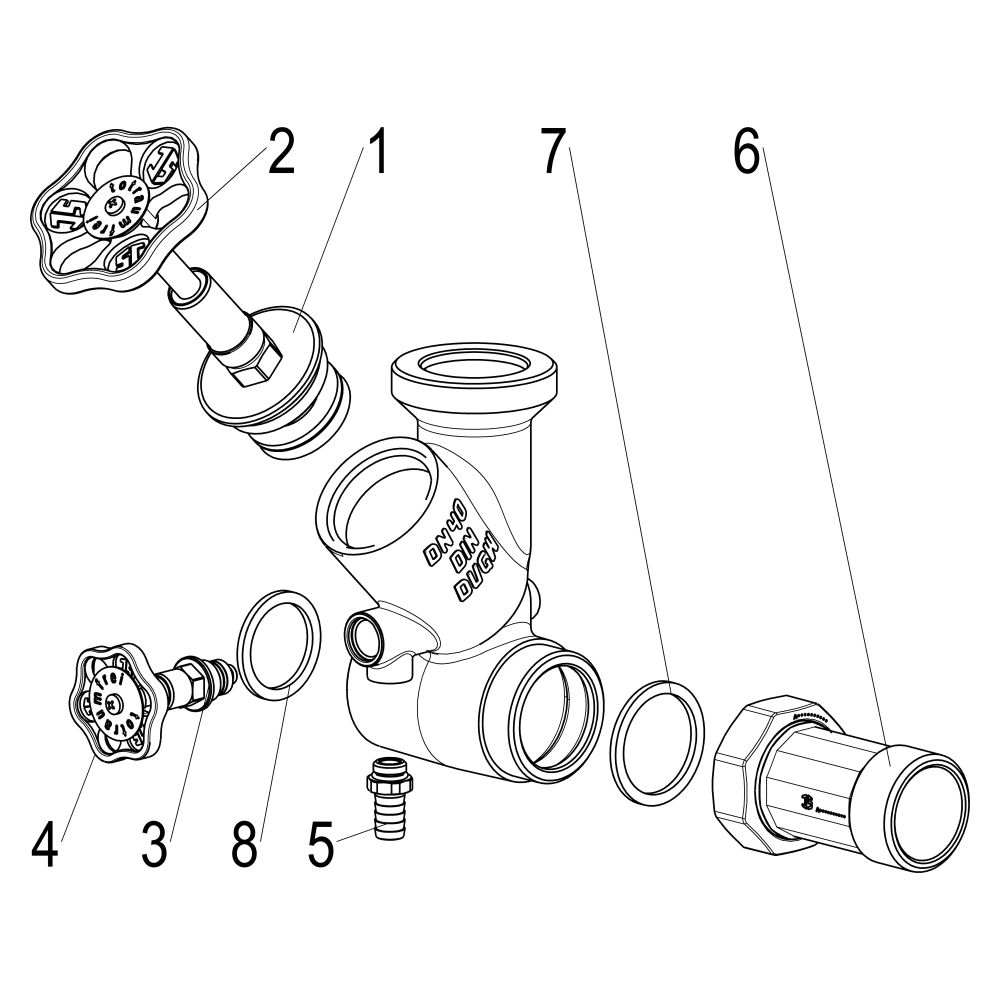 Schlösser Abzweig-T-Ventil, KFR-Ventil mit steigender Spindel, DN 40, Eingang... SCHLOESSER-0076004002001 4044997161395 (Abb. 3)