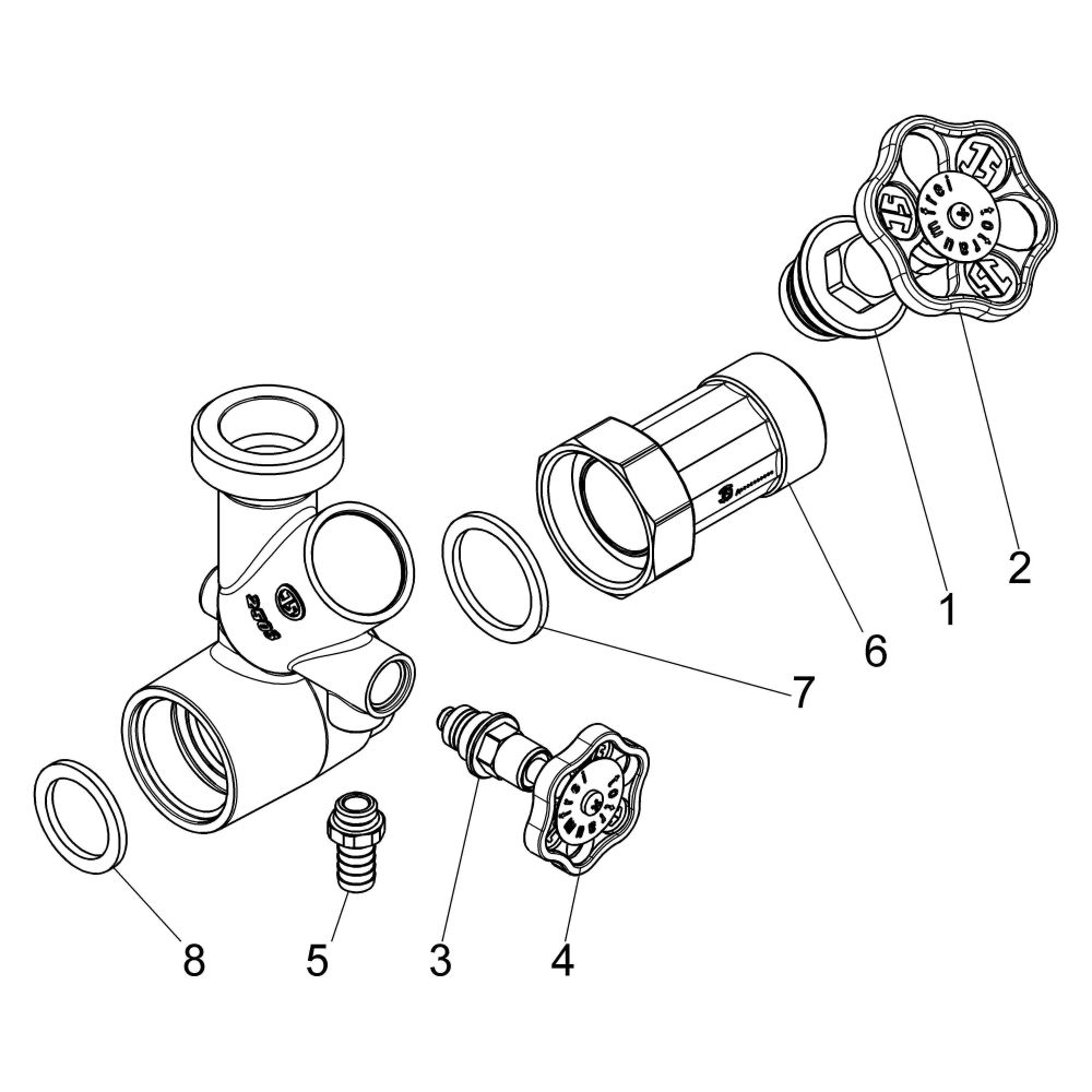 Schlösser Abzweig-T-Ventil, Freistromventil mit nichtsteigender Spindel, DN 3... SCHLOESSER-0077003201001 4044997181577 (Abb. 3)