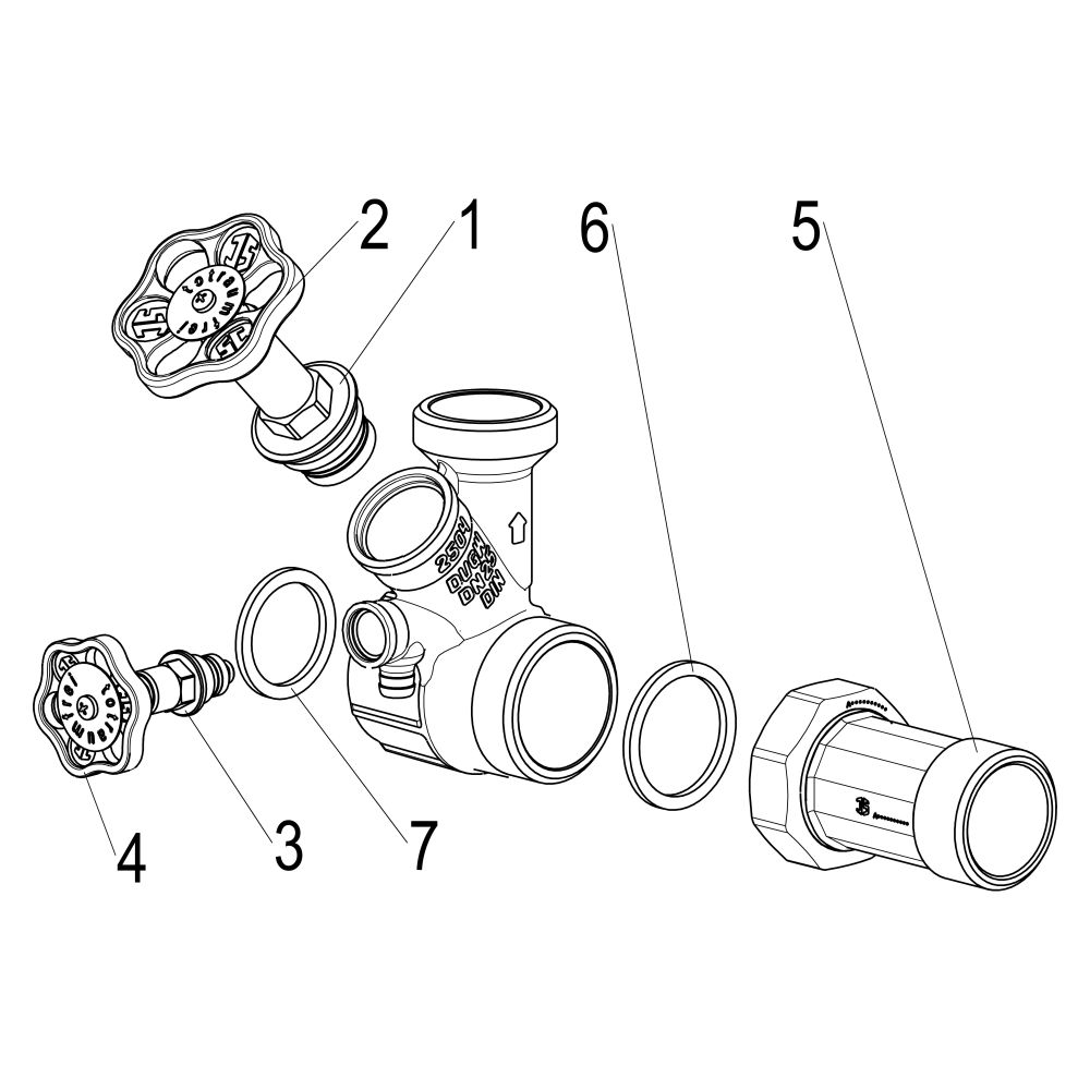 Schlösser Abzweig-T-Ventil, Freistromventil mit nichtsteigender Spindel, DN 2... SCHLOESSER-0077002504001 4044997176764 (Abb. 3)