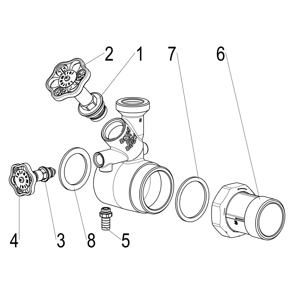 Schlösser Abzweig-T-Ventil, Freistromventil mit nichtsteigender Spindel, DN 2... SCHLOESSER-0077002505001 4044997187234 (Abb. 3)