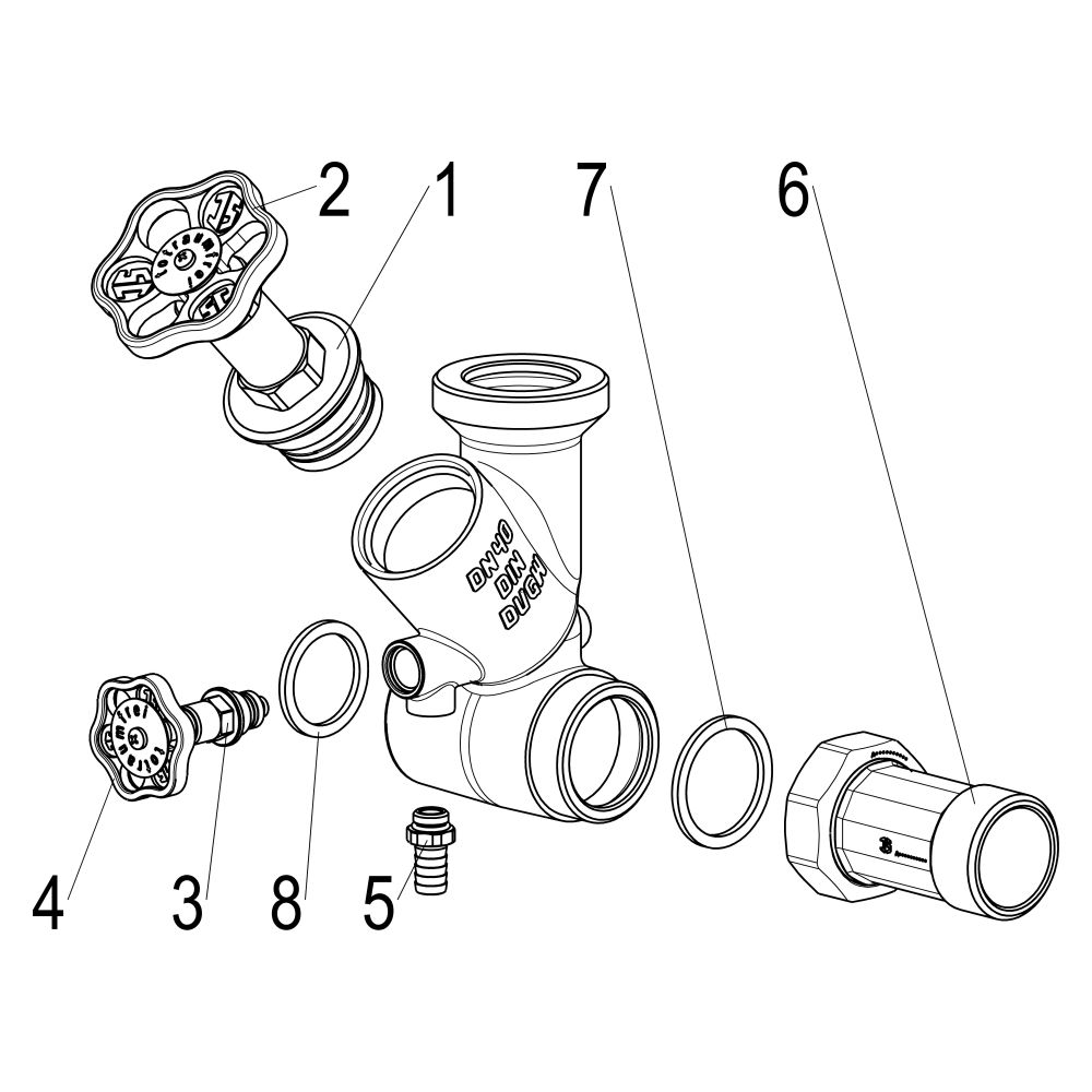 Schlösser Abzweig-T-Ventil, Freistromventil mit nichtsteigender Spindel, DN 4... SCHLOESSER-0077004002001 4044997176795 (Abb. 3)