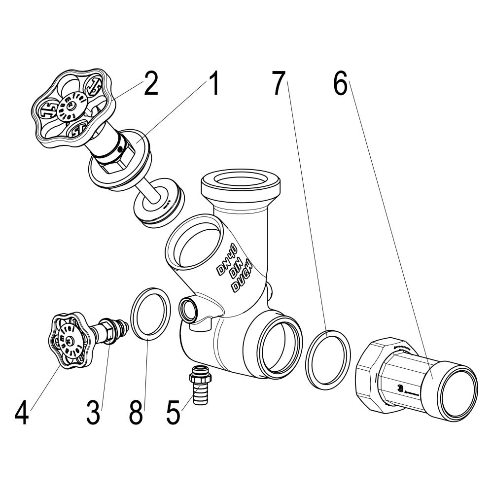 Schlösser Abzweig-T-Ventil KFR, Freistromventil mit nichtsteigender Spindel, ... SCHLOESSER-0078004002001 4044997161708 (Abb. 3)