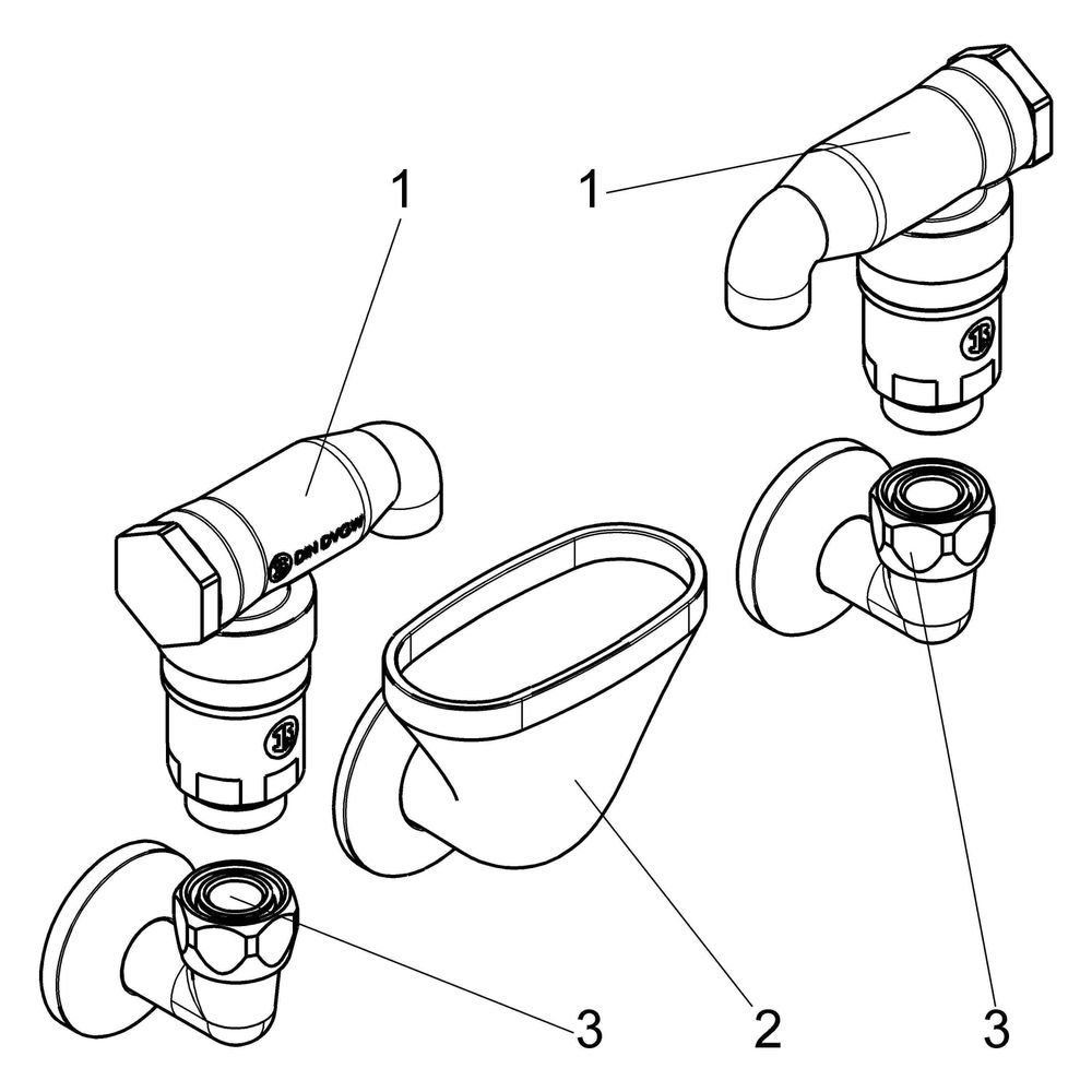 Schlösser Rohrbelüfter Bauform E, 2-fach, Aufputz, 1/2" x 1" x 1/2", verchrom... SCHLOESSER-0082031550001 4044997184233 (Abb. 3)