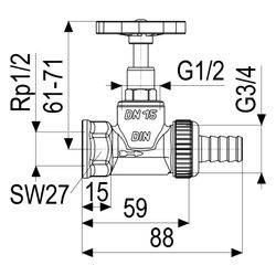 Schlösser Kesselentleerventil, DN 15, Eingang mit 1/2" IG, Ausgang 3/4" mit S... SCHLOESSER-0011201500001 4044997110843 (Abb. 1)