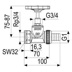 Schlösser Kesselentleerventil, DN 20, Eingang mit 3/4" IG, Ausgang 1" mit Sch... SCHLOESSER-0011202000001 4044997110874 (Abb. 1)