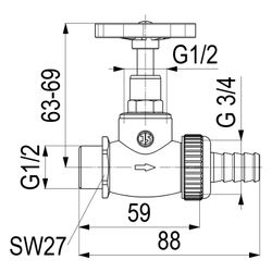 Schlösser Kesselentleerventil, DN 15, Eingang mit 1/2" AG, Ausgang 3/4" mit S... SCHLOESSER-0011271500001 4044997183786 (Abb. 1)