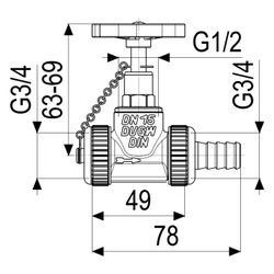 Schlösser Kesselfüllventil, DN 15, Eingang mit Kappe und Kette 3/4", Ausgang ... SCHLOESSER-0011341500001 4044997184813 (Abb. 1)