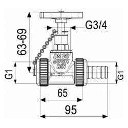 Schlösser Kesselfüllventil, DN 20, Eingang mit Kappe und Kette 1", Ausgang mi... SCHLOESSER-0011342000001 4044997191361 (Abb. 1)