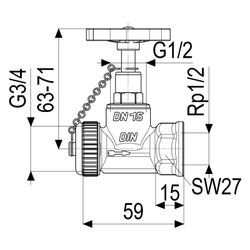 Schlösser Kesselfüllventil, DN 15, Eingang mit Kappe und Kette 3/4", Ausgang ... SCHLOESSER-0011551500001 4044997111116 (Abb. 1)