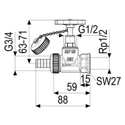 Schlösser Kesselfüllventil, DN 15, Eingang mit Schlauchverschraubung, Kette u... SCHLOESSER-0011601500001 4044997111147 (Abb. 1)