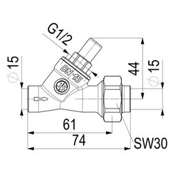 Schlösser Rückschlagventil mit Schrägsitz und Lötverschraubung, DN 15, Löt-D ... SCHLOESSER-0012201500001 4044997111376 (Abb. 1)