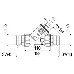 Schlösser Rückflussverhinderer mit Pressanschluss IG und Entleerung, DN 32, P... SCHLOESSER-0013383500001 4044997159804 (Abb. 1)