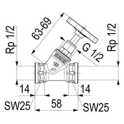 Schlösser Schrägsitzventil ohne Entleerung, mit steigender Spindel, DN 15, 1/... SCHLOESSER-0014051500001 4044997111512 (Abb. 1)