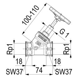 Schlösser Schrägsitzventil ohne Entleerung, mit steigender Spindel, DN 25, 1"... SCHLOESSER-0014052500001 4044997111598 (Abb. 1)