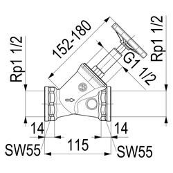 Schlösser Schrägsitzventil ohne Entleerung, mit steigender Spindel, DN 40, 1 ... SCHLOESSER-0014054000001 4044997111680 (Abb. 1)